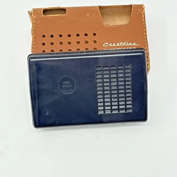 Crestline Model 6T-220 Constant Black Plastic Body Transistor Radio Leather Case
